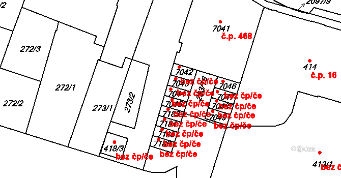 Písek 42556201 na parcele st. 7044 v KÚ Písek, Katastrální mapa