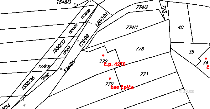 Bohuslavice 4276, Kyjov na parcele st. 772 v KÚ Bohuslavice u Kyjova, Katastrální mapa