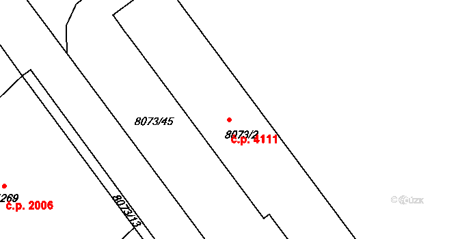 Mělník 4111 na parcele st. 8073/2 v KÚ Mělník, Katastrální mapa