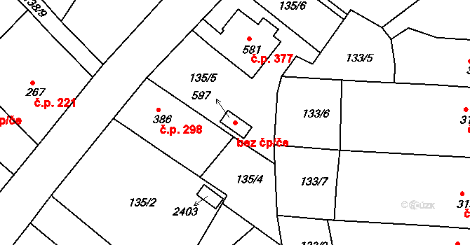 Kašperské Hory 43233201 na parcele st. 597 v KÚ Kašperské Hory, Katastrální mapa