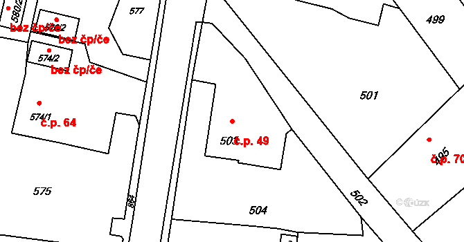 Děhylov 49 na parcele st. 503 v KÚ Děhylov, Katastrální mapa