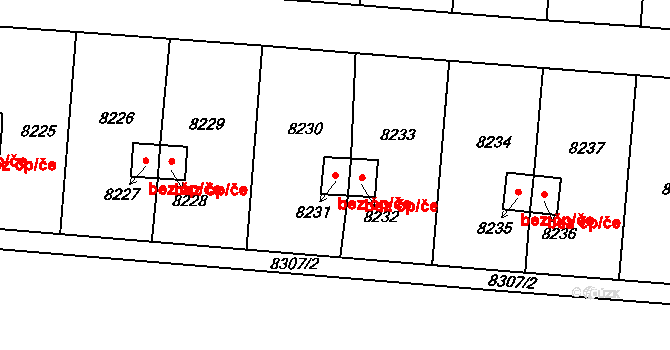 Most 43667201 na parcele st. 8231 v KÚ Most II, Katastrální mapa