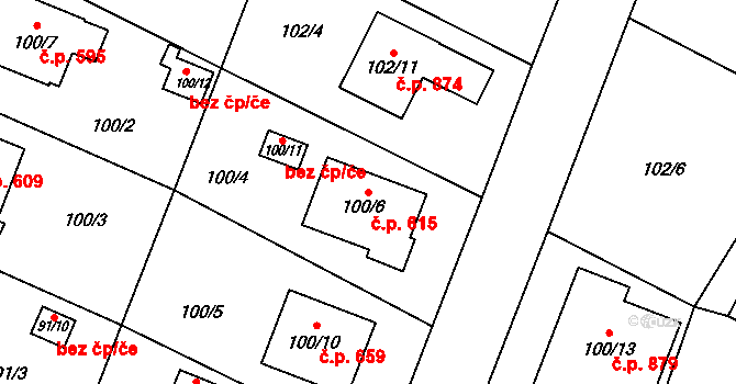 Kobeřice 615 na parcele st. 100/6 v KÚ Kobeřice ve Slezsku, Katastrální mapa