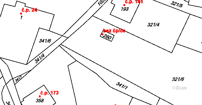 Prosetín 43728201 na parcele st. 321/6 v KÚ Prosetín u Hlinska, Katastrální mapa