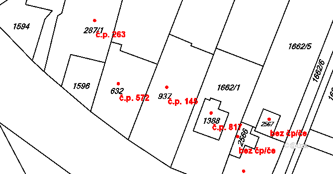 Kateřinky 145, Opava na parcele st. 937 v KÚ Kateřinky u Opavy, Katastrální mapa
