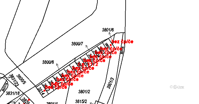 Chomutov 45021201 na parcele st. 3804 v KÚ Chomutov I, Katastrální mapa