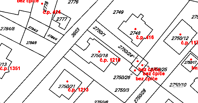 Ludgeřovice 1216 na parcele st. 2750/18 v KÚ Ludgeřovice, Katastrální mapa
