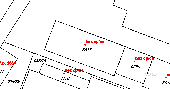 Písek 46216201 na parcele st. 5517 v KÚ Písek, Katastrální mapa