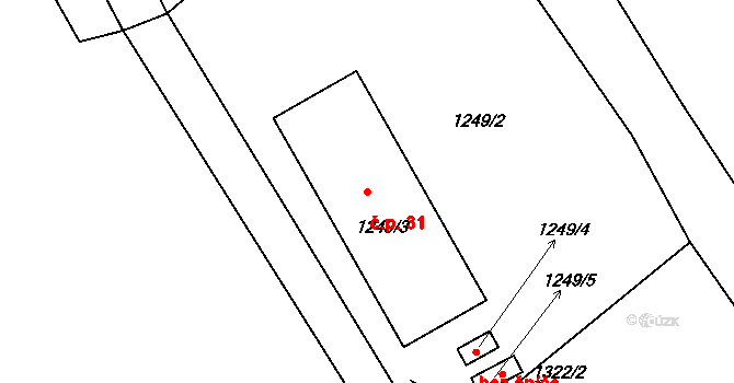 Velehrad 31 na parcele st. 1249/3 v KÚ Velehrad, Katastrální mapa