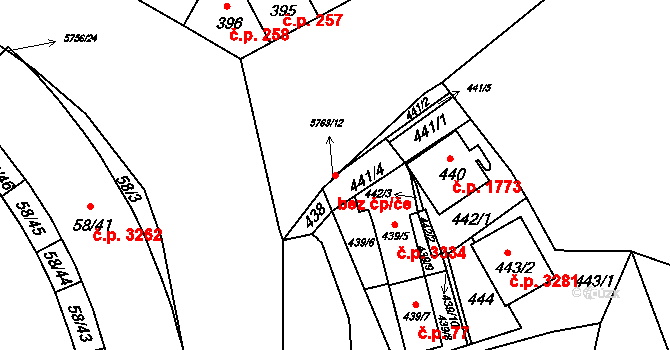 Záběhlice 3354, Praha na parcele st. 441/4 v KÚ Záběhlice, Katastrální mapa