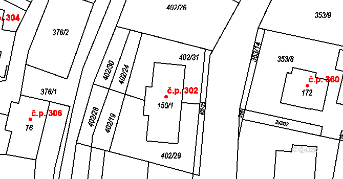 Herálec 47162201 na parcele st. 150/1 v KÚ Herálec na Moravě, Katastrální mapa