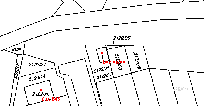 Moravský Krumlov 48363201 na parcele st. 2122/34 v KÚ Moravský Krumlov, Katastrální mapa