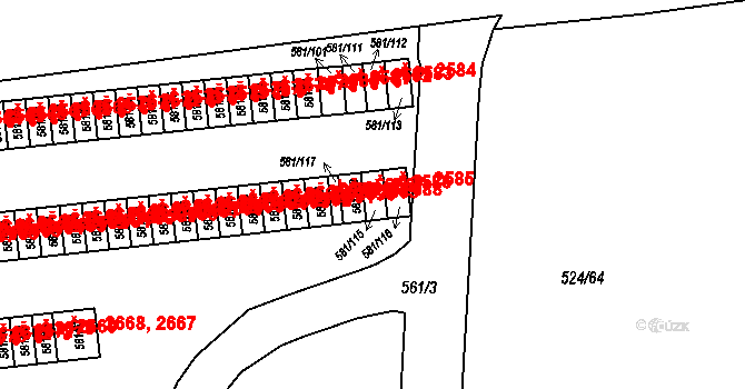 Bludovice 2586, Havířov na parcele st. 581/115 v KÚ Bludovice, Katastrální mapa