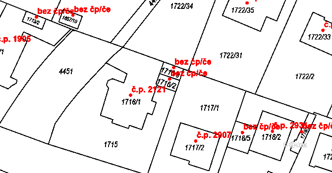 Teplice 49158201 na parcele st. 1716/2 v KÚ Teplice, Katastrální mapa