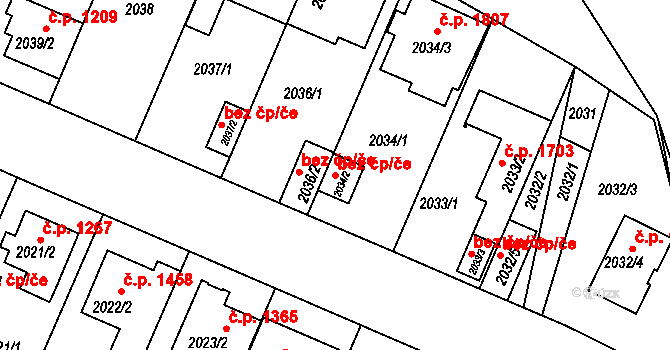 Teplice 49326201 na parcele st. 2034/2 v KÚ Teplice-Trnovany, Katastrální mapa