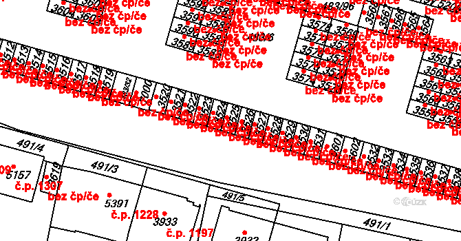 Třebíč 50057201 na parcele st. 3525 v KÚ Třebíč, Katastrální mapa