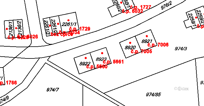 Zlín 5661 na parcele st. 8923 v KÚ Zlín, Katastrální mapa