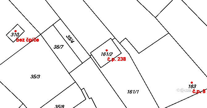 Chvalkovice na Hané 238, Ivanovice na Hané na parcele st. 161/2 v KÚ Chvalkovice na Hané, Katastrální mapa