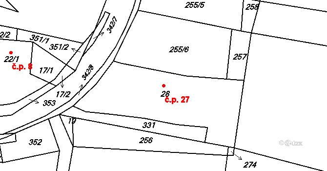 Brčekoly 27, Rosice na parcele st. 28 v KÚ Brčekoly, Katastrální mapa