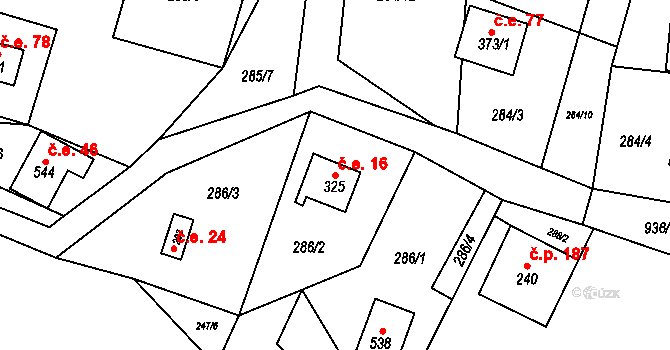 Čenkovice 16 na parcele st. 325 v KÚ Čenkovice, Katastrální mapa