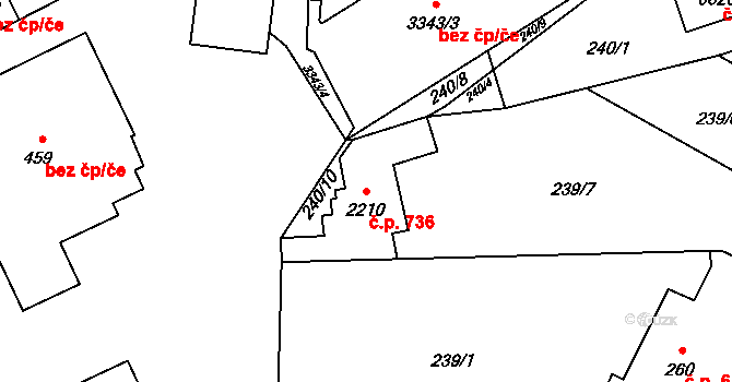 Beroun-Závodí 736, Beroun na parcele st. 2210 v KÚ Beroun, Katastrální mapa
