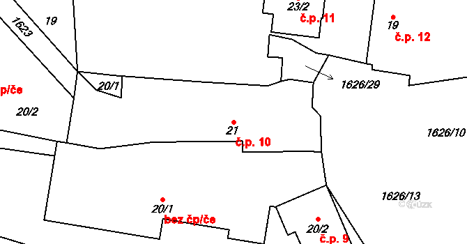 Hodoviz 10, Hvozd na parcele st. 21 v KÚ Hodoviz, Katastrální mapa