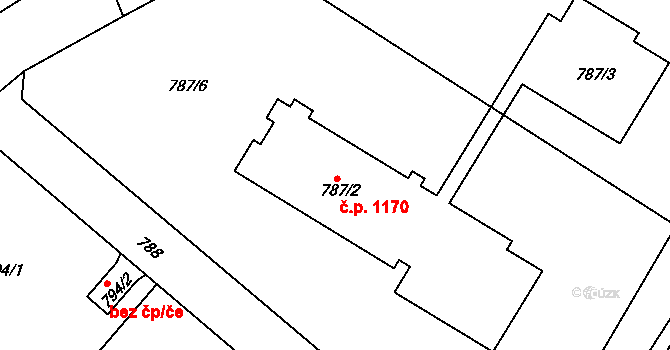 Černošice 1170 na parcele st. 787/2 v KÚ Černošice, Katastrální mapa