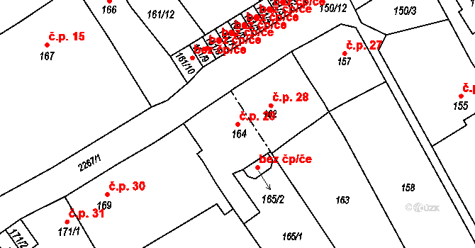 Plzeňské Předměstí 29, Horšovský Týn na parcele st. 164 v KÚ Horšovský Týn, Katastrální mapa