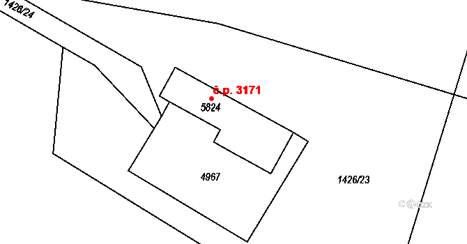 Dvůr Králové nad Labem 3171 na parcele st. 5824 v KÚ Dvůr Králové nad Labem, Katastrální mapa