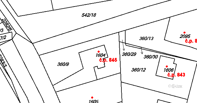 Sušice II 845, Sušice na parcele st. 1604 v KÚ Sušice nad Otavou, Katastrální mapa