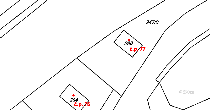 Teplice nad Metují 76 na parcele st. 304 v KÚ Teplice nad Metují, Katastrální mapa