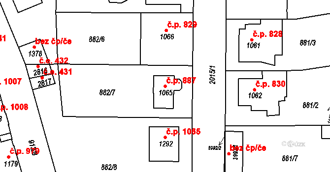 Náchod 887 na parcele st. 1065 v KÚ Náchod, Katastrální mapa