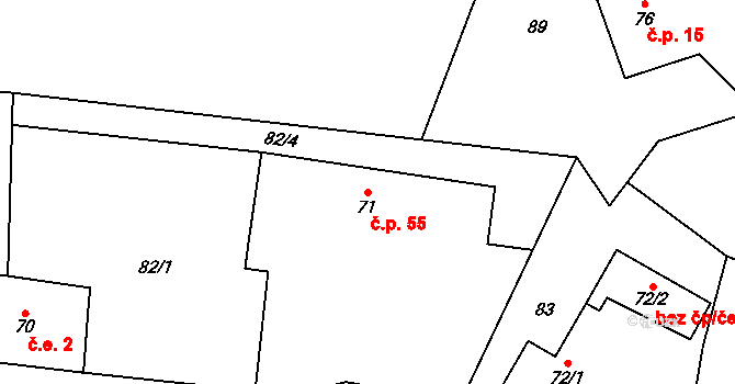 Janoslavice 55, Rohle na parcele st. 71 v KÚ Janoslavice, Katastrální mapa