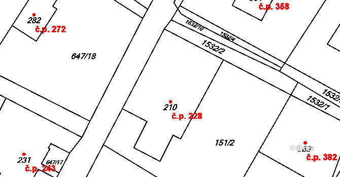 Libhošť 228 na parcele st. 210 v KÚ Libhošť, Katastrální mapa