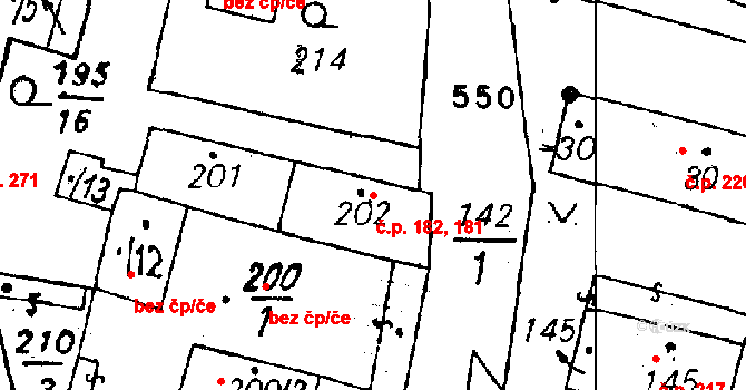 Vlkýš 181,182, Heřmanova Huť na parcele st. 202 v KÚ Vlkýš, Katastrální mapa