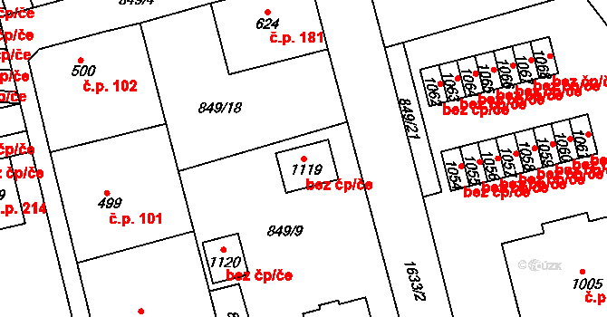 Jablonec nad Nisou 90587201 na parcele st. 1119 v KÚ Jablonecké Paseky, Katastrální mapa