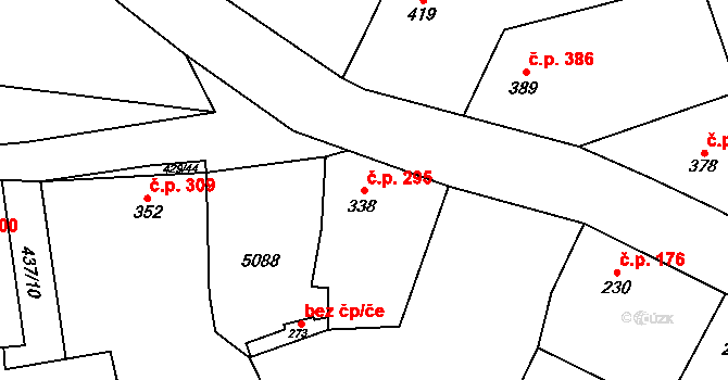 Kryry 295 na parcele st. 338 v KÚ Kryry, Katastrální mapa