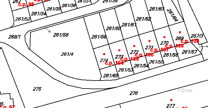 Neštědice 104, Povrly na parcele st. 274 v KÚ Neštědice, Katastrální mapa