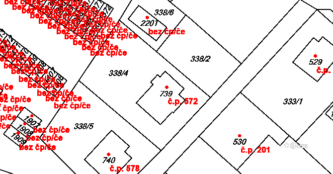 Světlá nad Sázavou 572 na parcele st. 739 v KÚ Světlá nad Sázavou, Katastrální mapa