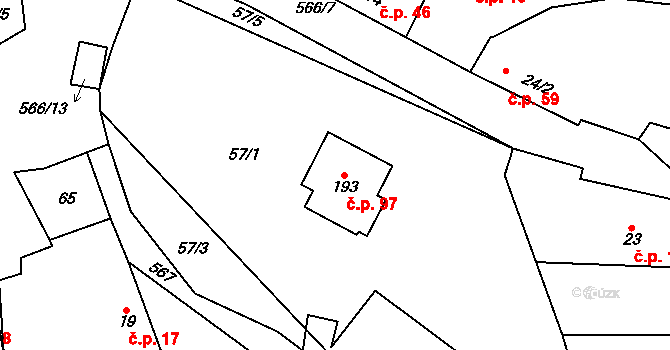 Kotouň 97, Oselce na parcele st. 193 v KÚ Kotouň, Katastrální mapa