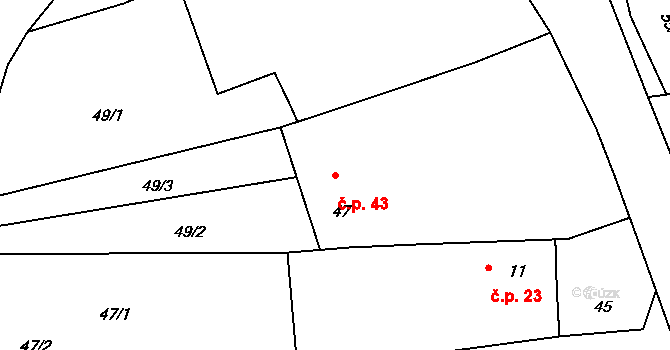 Kucíny 43, Příchovice na parcele st. 47 v KÚ Kucíny, Katastrální mapa