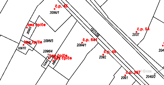 Pohořelice 641 na parcele st. 2094/1 v KÚ Pohořelice nad Jihlavou, Katastrální mapa