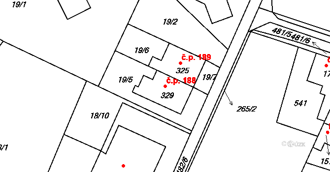 Žopy 188, Holešov na parcele st. 329 v KÚ Žopy, Katastrální mapa