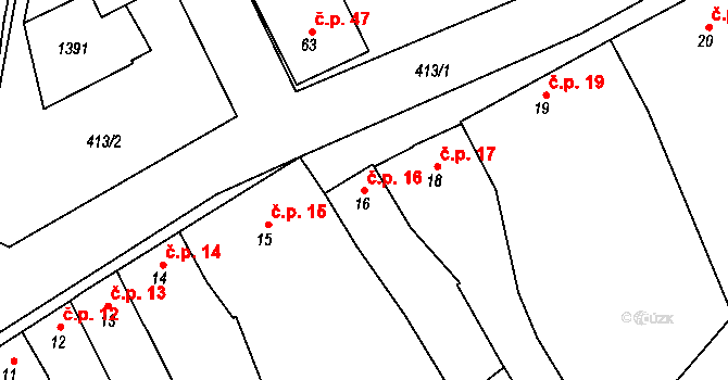 Čelčice 16 na parcele st. 16 v KÚ Čelčice, Katastrální mapa