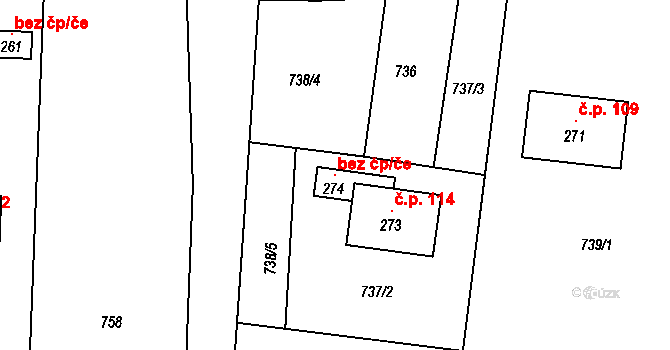 Zvíkovec 104900202 na parcele st. 274 v KÚ Zvíkovec, Katastrální mapa