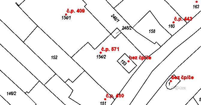 Bedihošť 571 na parcele st. 154/2 v KÚ Bedihošť, Katastrální mapa