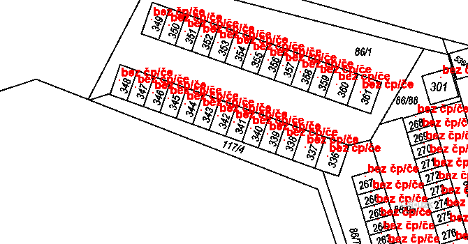 Třebíč 105449202 na parcele st. 341 v KÚ Řípov, Katastrální mapa