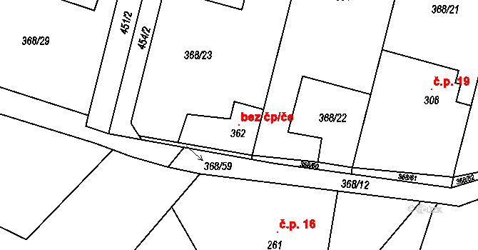 Chotýšany 107573202 na parcele st. 362 v KÚ Chotýšany, Katastrální mapa