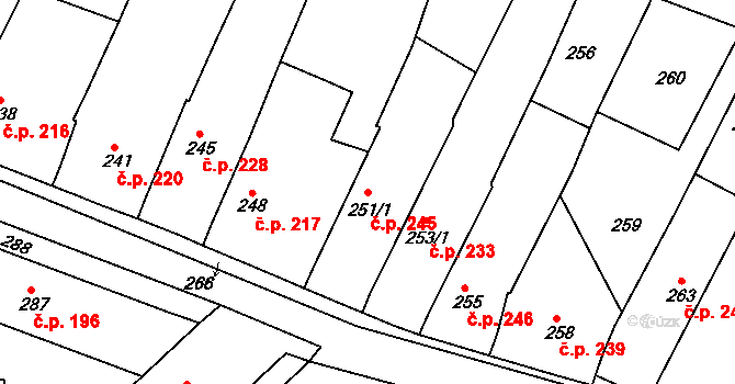 Štítary 245 na parcele st. 251/1 v KÚ Štítary na Moravě, Katastrální mapa