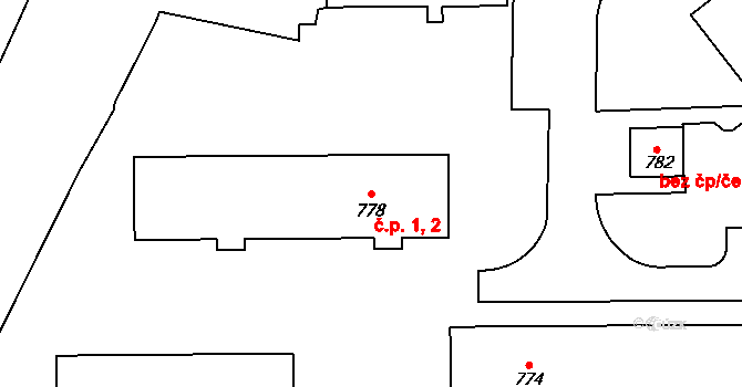 Přerov II-Předmostí 1,2, Přerov na parcele st. 778 v KÚ Předmostí, Katastrální mapa